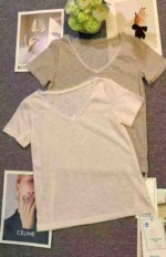 All Clearance: 8.2 CNY Each, Sweet Spicy Contrast Stripe Lace Short Sleeve T-Shirts, Around 60 Pieces, Brown Mainly, One Size - Image 9