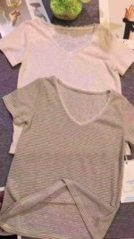 All Clearance: 8.2 CNY Each, Sweet Spicy Contrast Stripe Lace Short Sleeve T-Shirts, Around 60 Pieces, Brown Mainly, One Size - Image 7