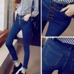169 Pcs Women's 2026 New Korean Style High Waist Blue Stretch Slim Skinny Pencil Jeans Stock Lot Wholesale - Image 1