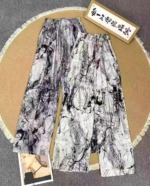 245 Pieces Ink Painting Print Wide Leg Pants, Elastic Waist With Pockets Lightweight Fabric - Image 1