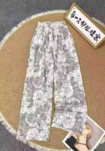 245 Pieces Ink Painting Print Wide Leg Pants, Elastic Waist With Pockets Lightweight Fabric - Image 9