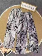 245 Pieces Ink Painting Print Wide Leg Pants, Elastic Waist With Pockets Lightweight Fabric - Image 8