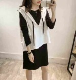 Total About 90 Sets Bulk Stock Women's Outfits: About 60 Korean Style Spring Autumn 2-piece Dress Sets, About 30 Long Sleeve Shorts Sets - Image 1