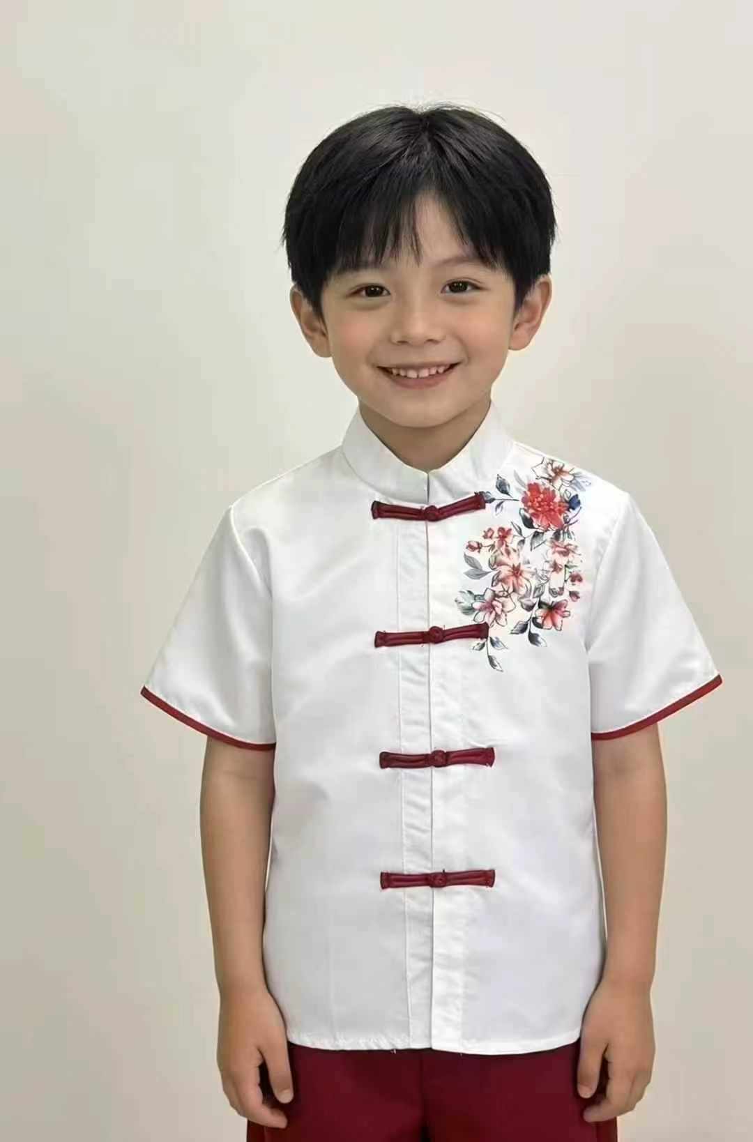 Hot Selling Boys Chinese Style Embroidered Short Sleeve Shirts - 149 Pieces Bulk Stock Clearance, Sizes 110-170 - Image 1