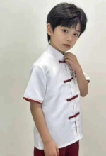 Hot Selling Boys Chinese Style Embroidered Short Sleeve Shirts - 149 Pieces Bulk Stock Clearance, Sizes 110-170 - Image 3