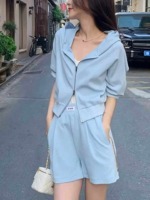 New Summer Salt Style Zip-up Hooded Jacket & Shorts Set, 2 Colors, S-2XL, Around 450 Sets Bulk Wholesale Stock - Image 7