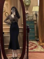 Approx 700 Pcs Premium Twisted Lapel Long Sleeve Mermaid Maxi Dress High Stretch Bulk Clear - Image 1