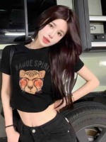 400 Pieces Bulk Stock Women's Sweet Sexy Square Neck Cropped Slim Fit Short Sleeve T-Shirts - Image 5