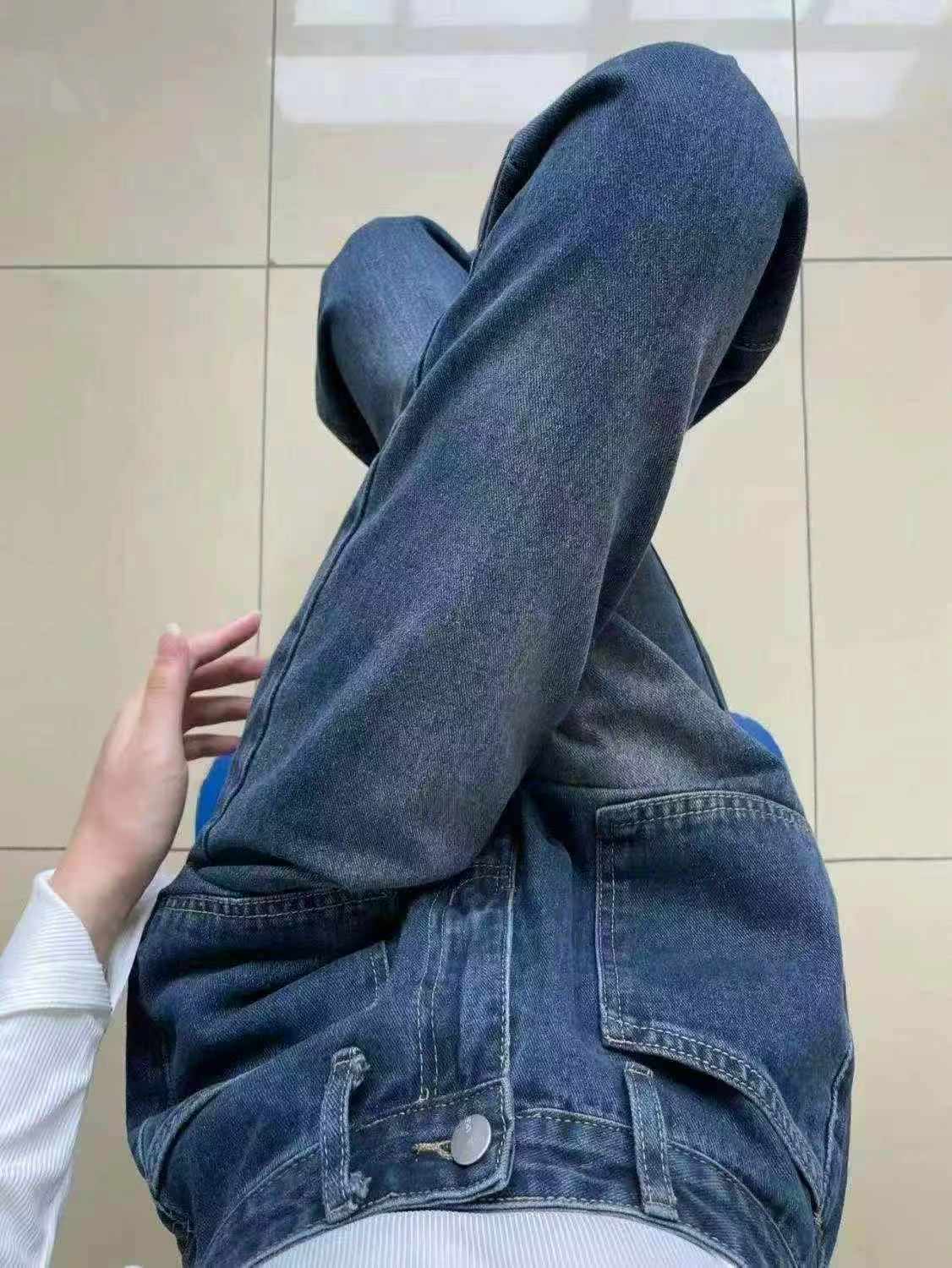 High Waist Wide Leg Women's Hong Kong Style Denim Jeans, 160 Pcs Total, Single Style Single Color, Individual Packing, Sizes XXS-XL, Stock Clearance (908#610) - Image 1