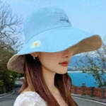 1000 Pieces Double Sided Daisy Women's Bucket Hat Summer Large Brim Sun Protection Wholesale Stock - Image 4