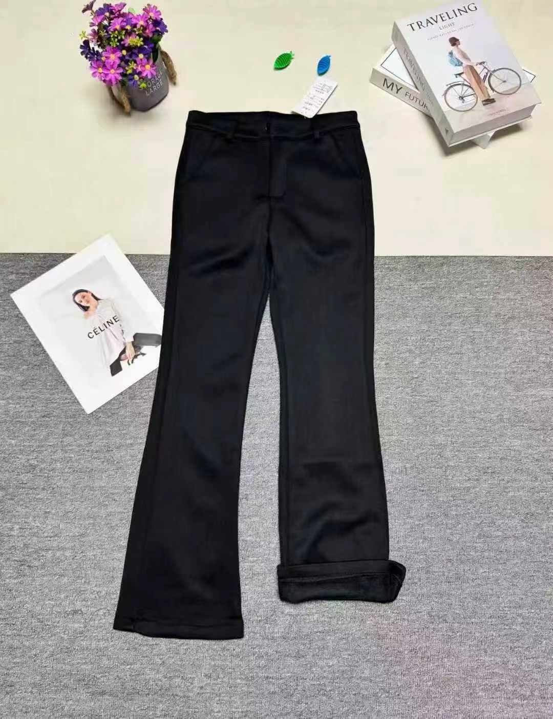 Women's Fleece Lined High Waist Flared Dress Pants Winter Plus Size Casual Long Pants, S-2XL, Approximately 680 Pieces Clearance - Image 2