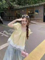 All Stock Clearance: Korean Sweet Lace Patchwork Puff Sleeve Slim Women Tops, Around 130 Pieces - Image 7