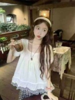 All Stock Clearance: Korean Sweet Lace Patchwork Puff Sleeve Slim Women Tops, Around 130 Pieces - Image 4