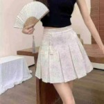 Clearance Sale: About 215 Pcs New Chinese Jacquard High Waist Slimming Pleated Skirts Stock Wholesale - Image 5