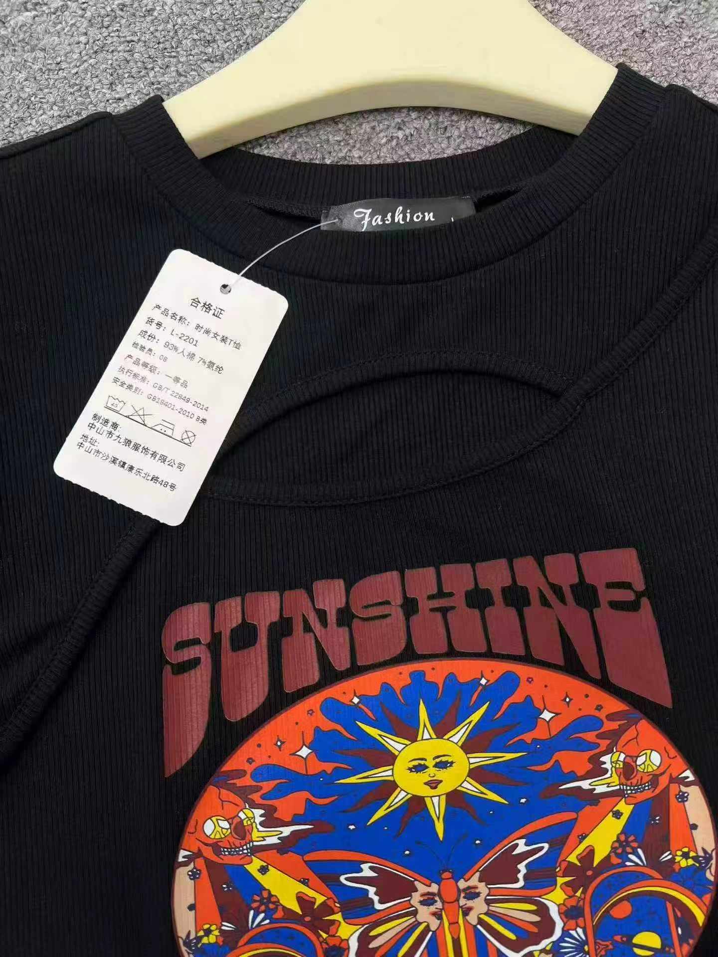 Sexy Hollow Out Slim Fit Short Sleeve Women's T-shirt - 1000 Pieces Bulk Stock Wholesale - Image 2