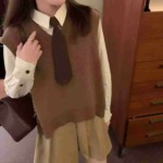 All Stock Clearance: Preppy Loose Autumn V-neck Outer Wear Knit Vest, About 55 Pcs, One Size - Image 6