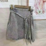 High Waist Slimming Versatile Irregular Denim Mini Skirts Stock Lot - Approx 95 Pieces - Image 4