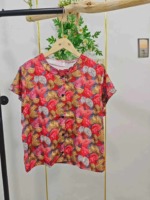 150 Pieces 2026 Summer New Maple Leaf Print Ruffled Short Sleeve Loose Women's Blouse - Image 6
