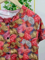 150 Pieces 2026 Summer New Maple Leaf Print Ruffled Short Sleeve Loose Women's Blouse - Image 4