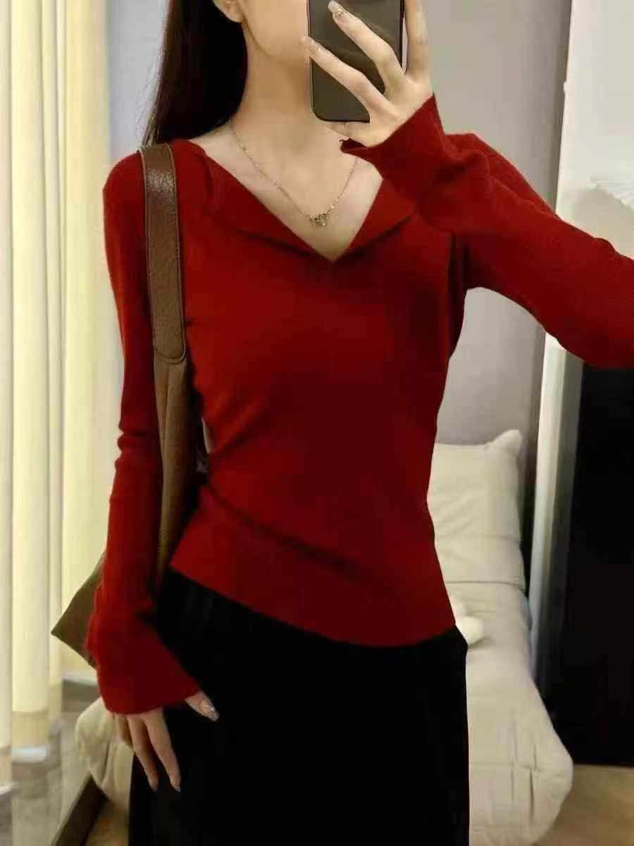 Clearance Sale 1050 Pieces French Style Angora Red Fleece Hot Girl Tops, Individual Packaging - Image 1