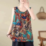 380 Pcs Plus Size Retro Chinese Style Women's Sleeveless Cotton Linen Tank Tops For Wholesale - Image 1
