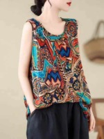 380 Pcs Plus Size Retro Chinese Style Women's Sleeveless Cotton Linen Tank Tops For Wholesale - Image 7