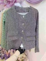 230 Pieces Grey Cropped French Elegant High-end Woven Short Tweed Coat Autumn Clearance Stock - Image 7