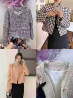 230 Pieces Grey Cropped French Elegant High-end Woven Short Tweed Coat Autumn Clearance Stock - Image 3