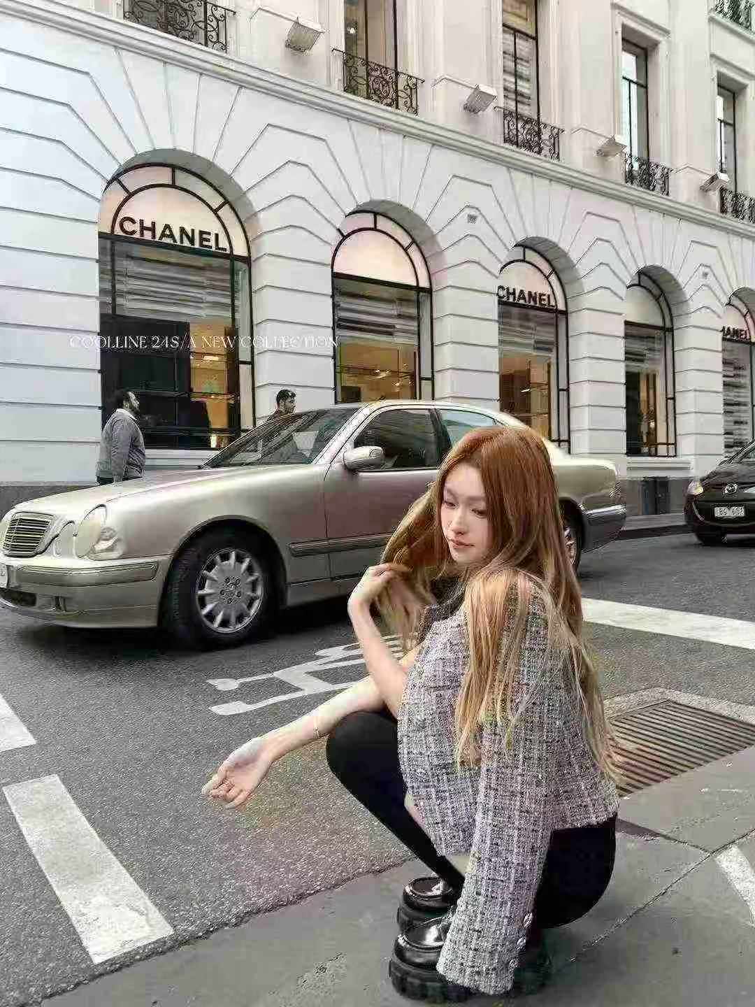 230 Pieces Grey Cropped French Elegant High-end Woven Short Tweed Coat Autumn Clearance Stock - Image 2