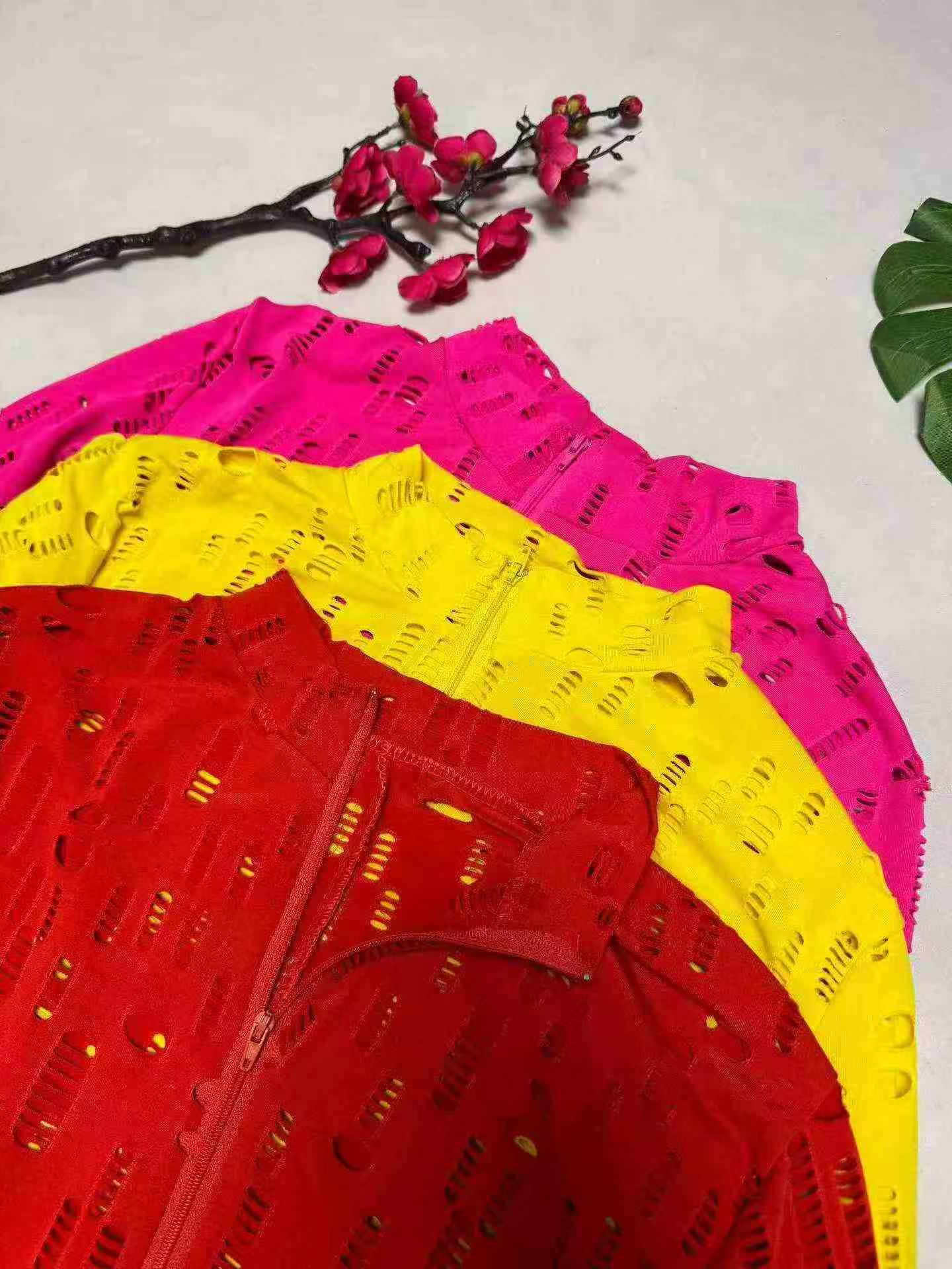 Stock Clearance 342 Pcs European & American Women's Solid Burnout Distressed Zipper Sexy Jumpsuits S-2XL 3 Colors - Image 2