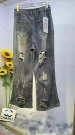 Vintage Tie-Dye Wasteland Style Ripped Women's Washed Wide Leg Floor-length Jeans, About 400 Pieces Bulk Clearance - Image 2