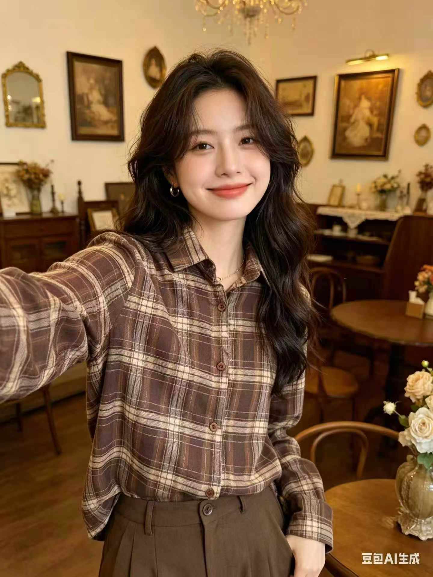 230 Pieces Vintage American Style Loose Plaid Long Sleeve Sunscreen Spring Fall Shirt Outerwear Blouse - Image 1