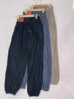 334 Pcs Thin Vertical Textured Corduroy Drawstring Cuffed Pants (M-L-XL) With Pockets Stock Clearance - Image 7