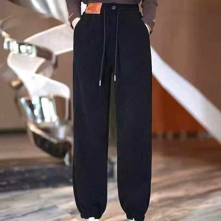 334 Pcs Thin Vertical Textured Corduroy Drawstring Cuffed Pants (M-L-XL) With Pockets Stock Clearance - Image 2