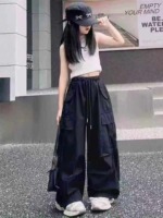 Bulk Clearance: Around 300 Pcs High Quality Spring Fall Big Kids Wide Leg Cargo Pants Size 100-160, 3 Colors - Image 1