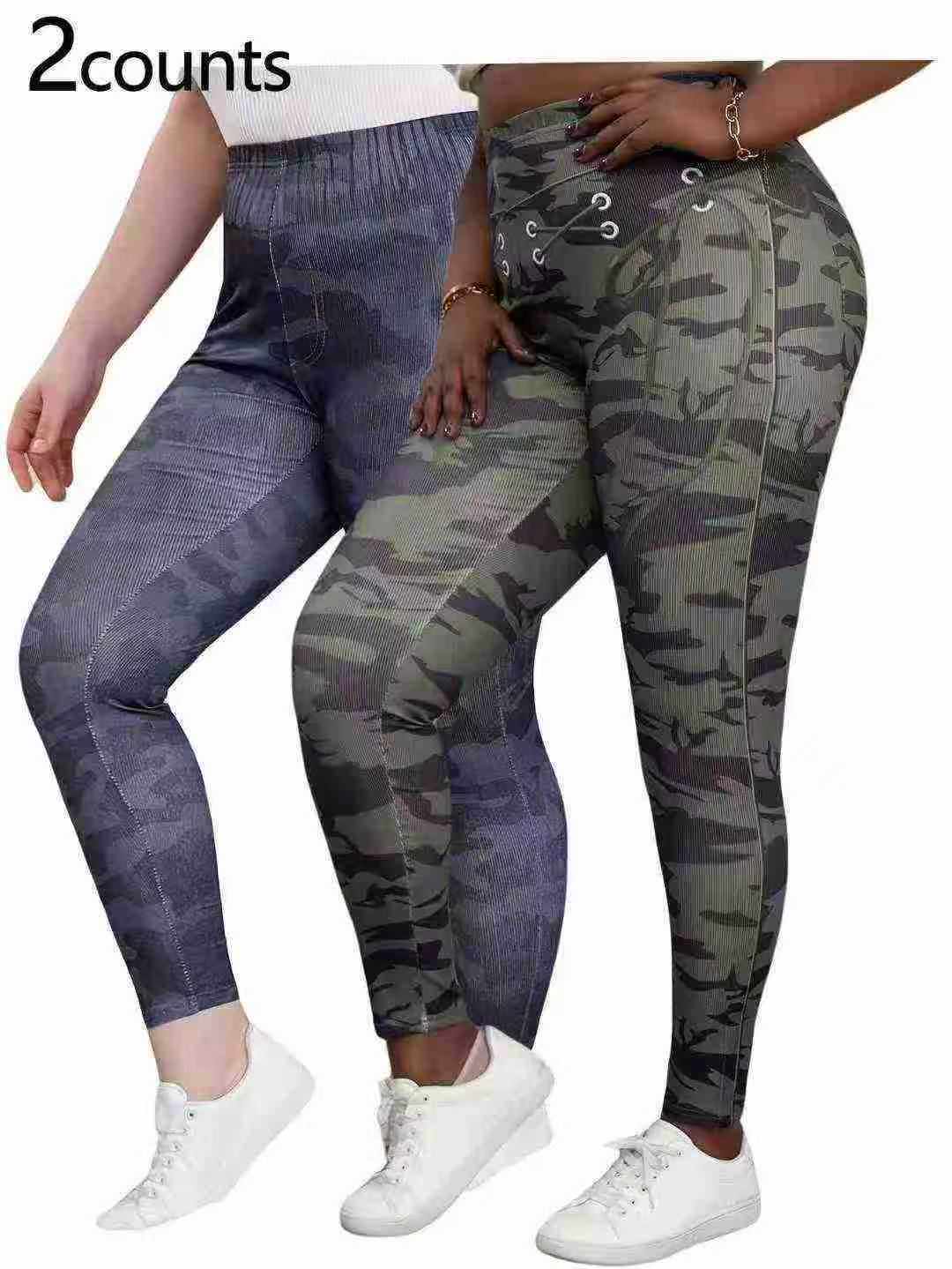 138000 Pcs European American Plus Size 0XL-4XL High Elastic Heavy Weight Imitation Denim Women Pants Stock Clearance - Image 1