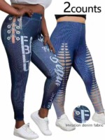 138000 Pcs European American Plus Size 0XL-4XL High Elastic Heavy Weight Imitation Denim Women Pants Stock Clearance - Image 8