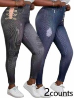 138000 Pcs European American Plus Size 0XL-4XL High Elastic Heavy Weight Imitation Denim Women Pants Stock Clearance - Image 5