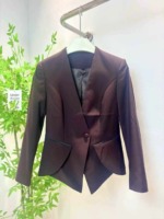 About 235 Pcs Light Luxury Collarless Dark Brown Irregular Hem Design Blazers Stock Wholesale - Image 4