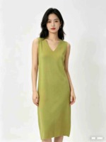 About 200 Pcs 2026 Summer New French Premium Avocado Green Knit Sleeveless Midi Tank Dress Stock Wholesale - Image 1