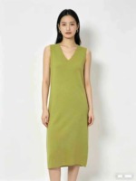 About 200 Pcs 2026 Summer New French Premium Avocado Green Knit Sleeveless Midi Tank Dress Stock Wholesale - Image 6