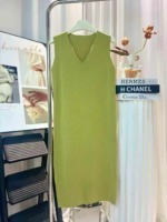 About 200 Pcs 2026 Summer New French Premium Avocado Green Knit Sleeveless Midi Tank Dress Stock Wholesale - Image 3