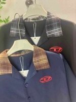 About 240 Pieces Smart Casual American Retro Contrast Check Collar Men's Short Sleeve Shirts Wholesale Stock Lot - Image 4