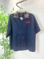 About 240 Pieces Smart Casual American Retro Contrast Check Collar Men's Short Sleeve Shirts Wholesale Stock Lot - Image 3