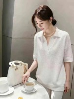 About 150 Pieces French Style Gentle Minimalist Hollow Out Textured Breathable Collared Knit Tops, One Size Individually Packed Bulk Clearance - Image 1