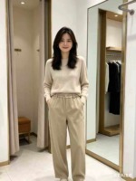 560 Pieces Korean Style Retro Relaxed Fit Versatile Khaki Casual Denim Jeans Sizes S-2XL Pure Cotton Bulk Stock Wholesale - Image 1