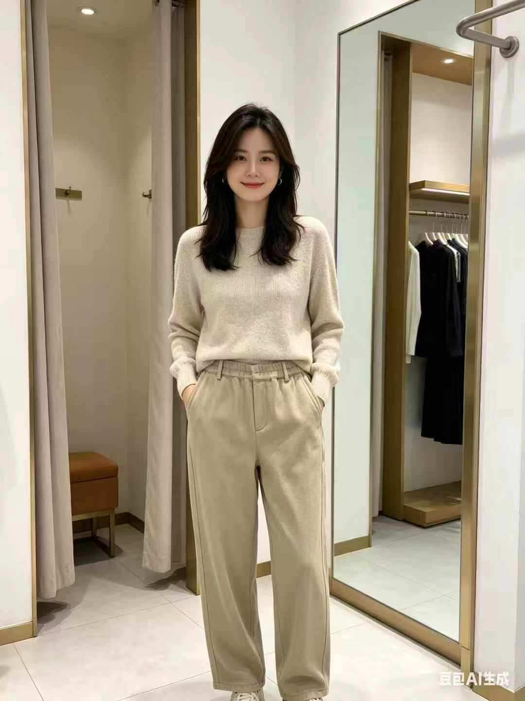 560 Pieces Korean Style Retro Relaxed Fit Versatile Khaki Casual Denim Jeans Sizes S-2XL Pure Cotton Bulk Stock Wholesale - Image 1