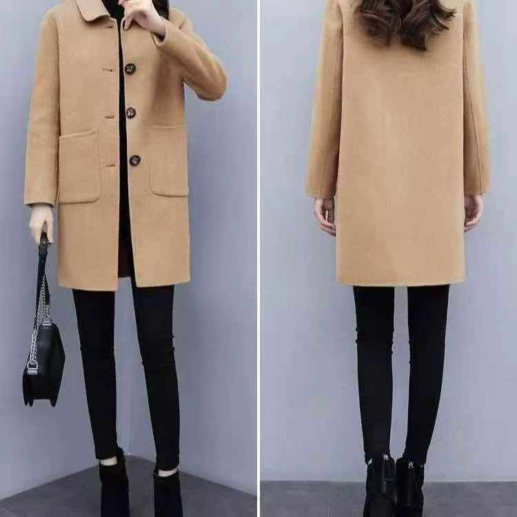 9.5 CNY Trendy Fashion Petite Women Wool Blend Coats Bulk Wholesale Chinese Clothing Stock Lots - Image 1