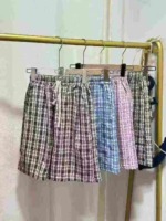 High Waist Drawstring Loose Plaid Wide Leg Knee-Length Pants Bulk Clearance Stock For Wholesale Export - Image 1