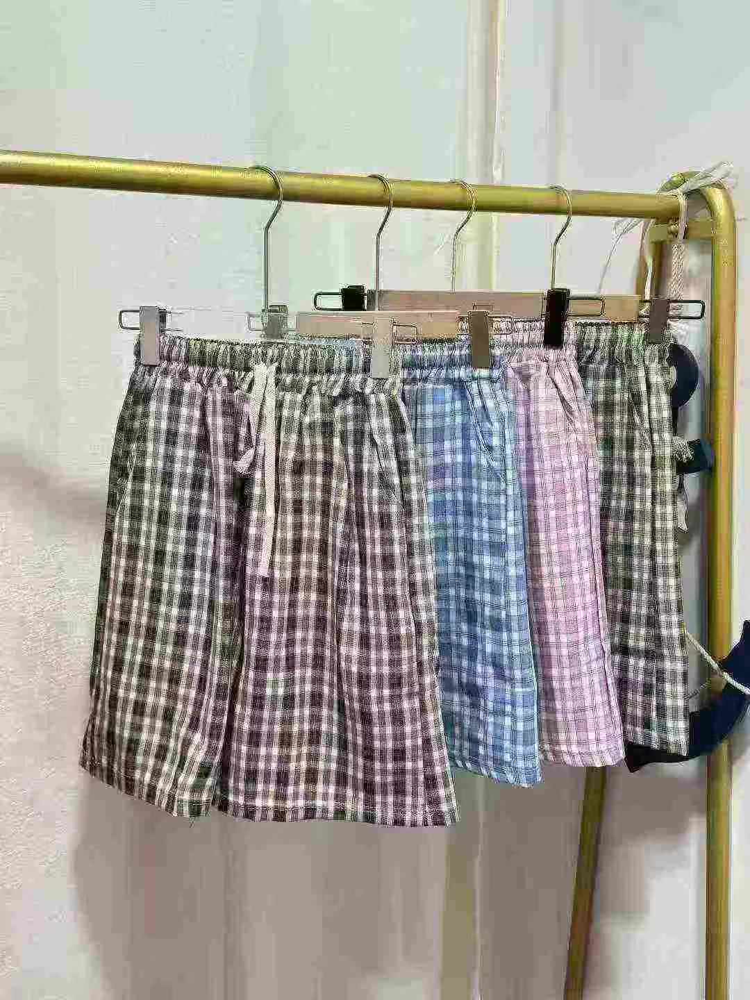 High Waist Drawstring Loose Plaid Wide Leg Knee-Length Pants Bulk Clearance Stock For Wholesale Export - Image 1